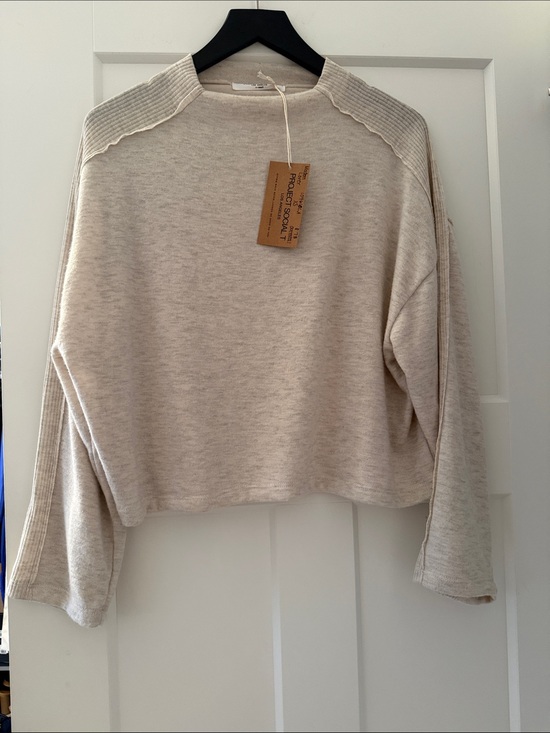 Project Social T Tops - NWT Project Social T oatmeal crewneck pullover XS roomy Could def fit a small